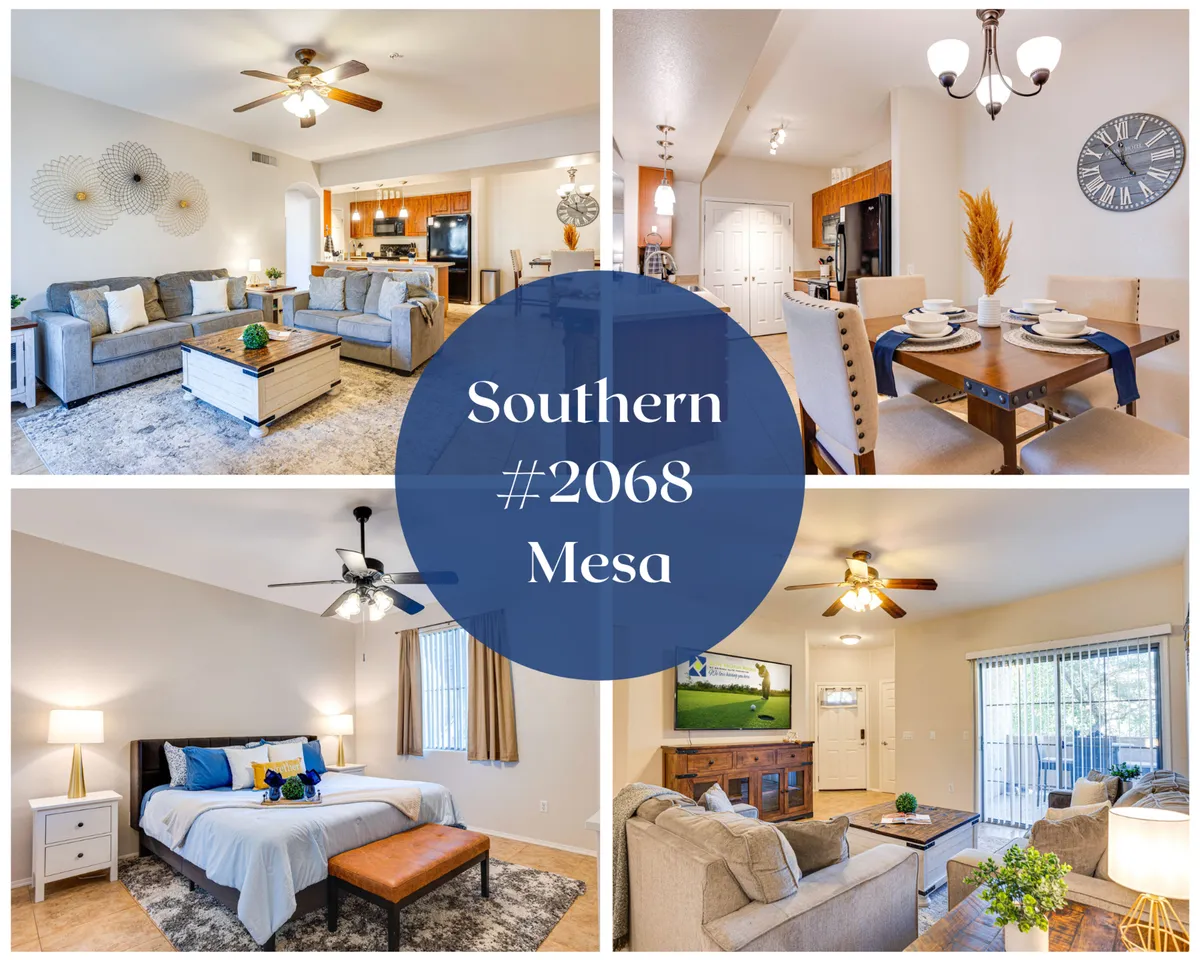 The image showcases a beautifully decorated, open-concept living and dining area with a plush sofa, a modern dining table set for gatherings, and a glimpse into a serene bedroom. The setting exudes warmth, comfort, and togetherness, inviting guests to relax and enjoy quality time.